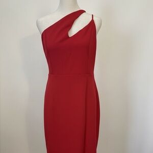 Elegant One-Shoulder Red Dress NWT